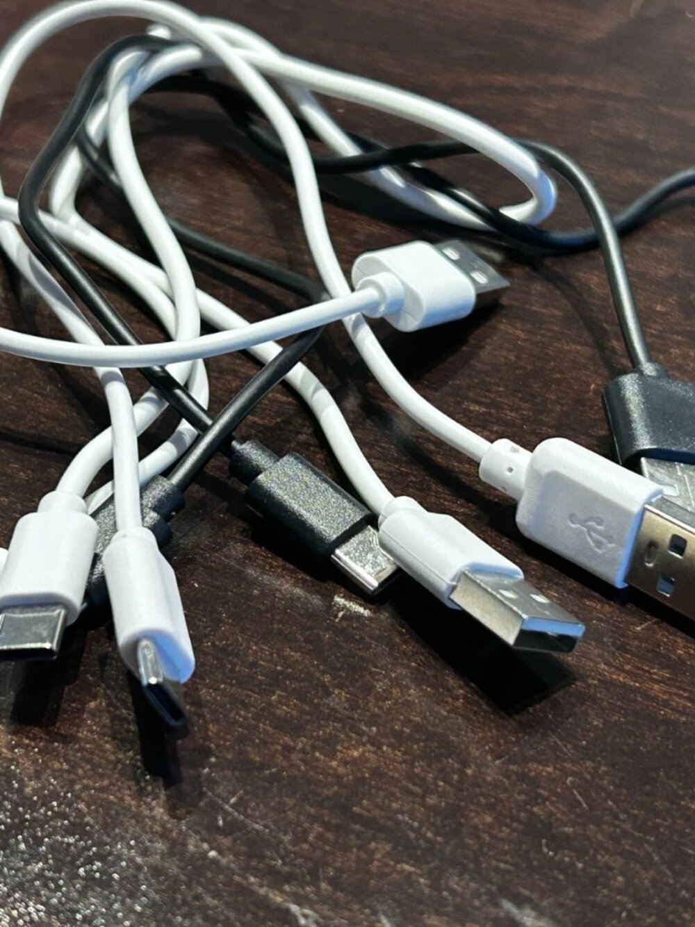 USB-A to USB-C charging/data cables (PACK OF 5) - 1 FT LONG